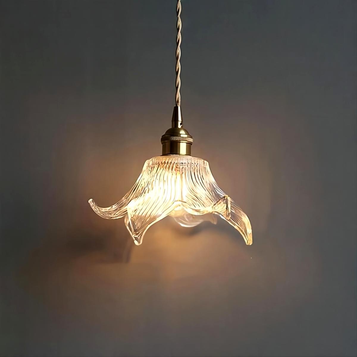 Antiek helder geribbeld glas Slaapkamer keuken hanglamp HL48
