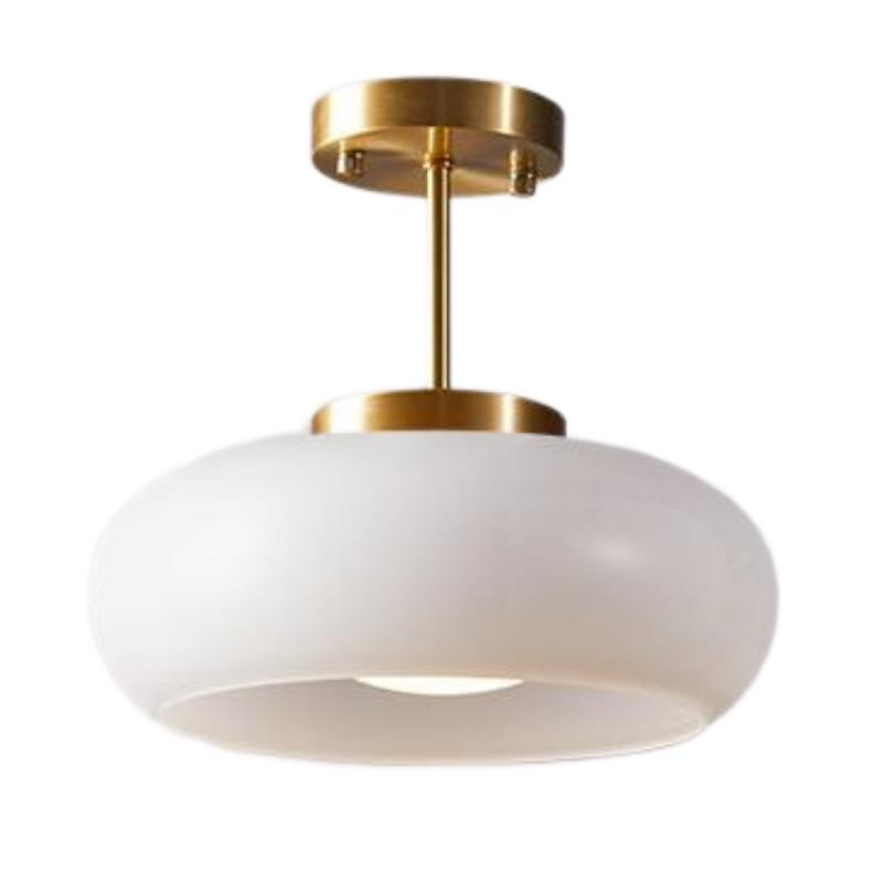Retro messing schijf Bauhaus glazen plafondlamp HL167