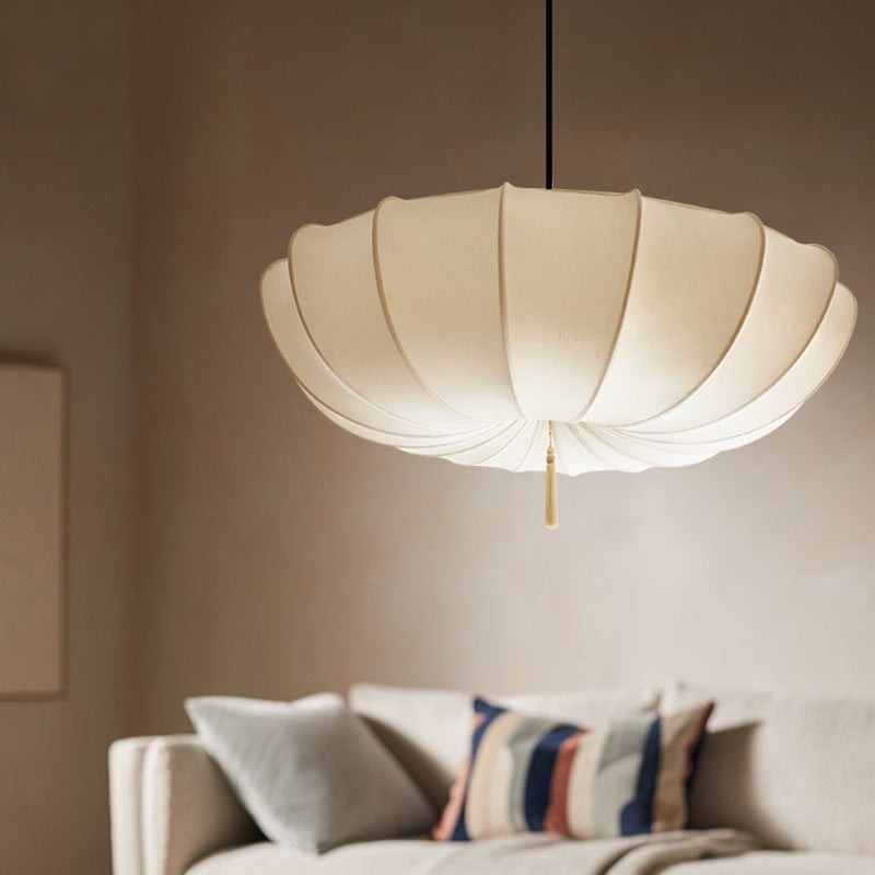 Traditionele Japanse ronde kroonluchter met ijzeren frame en stoffen kap, 3/5 lichts, voor de woonkamer HL1408