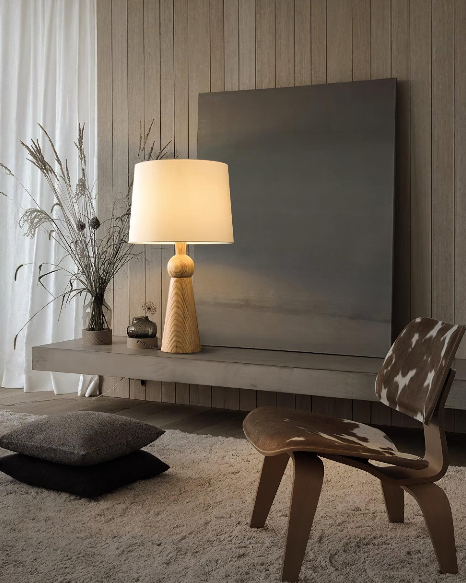 Nordic Retro Massief Houten Stoffen Tafellamp HL372