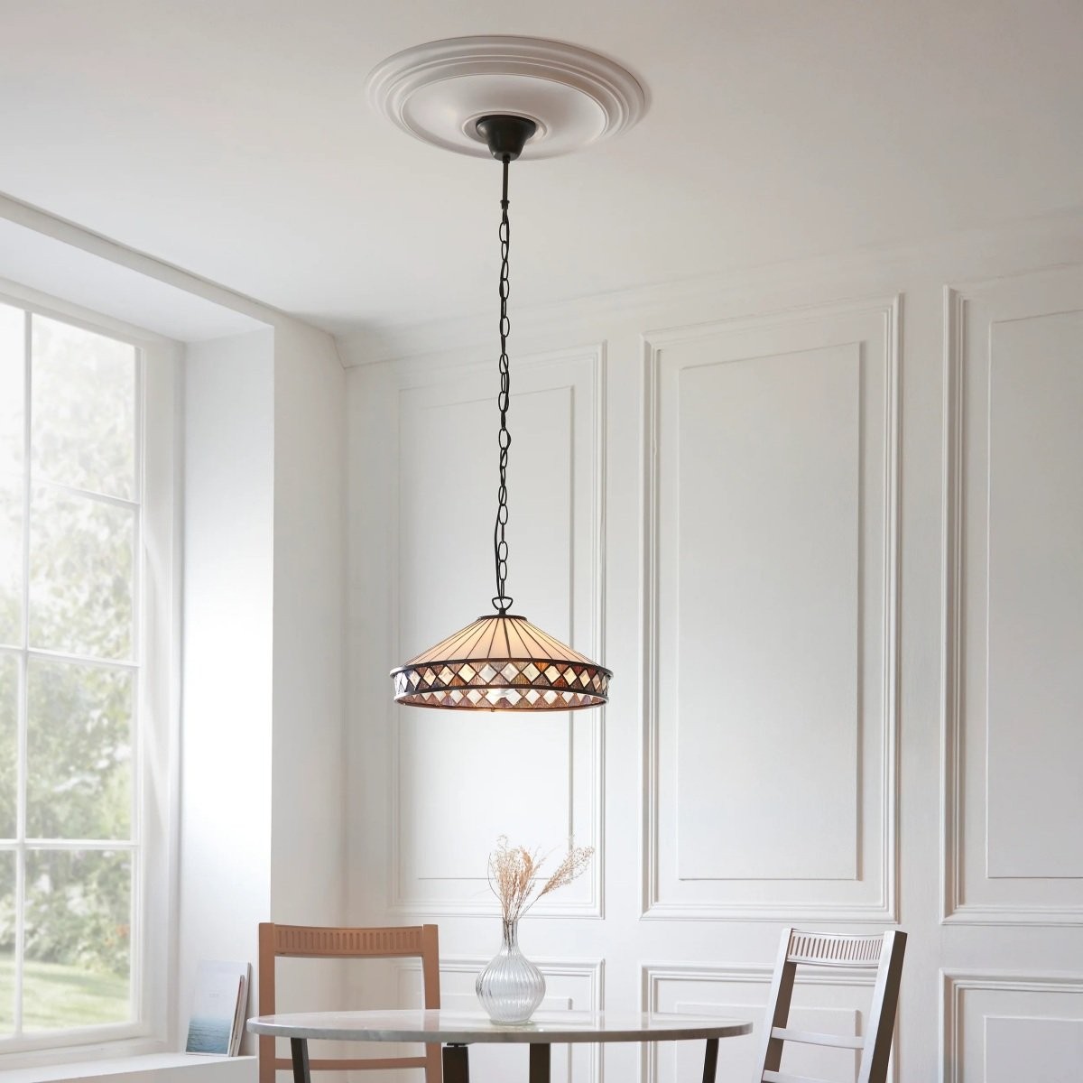 TF Fargo hanglamp - Verlichting in Tiffany-stijl met een Art Deco kap en verstelbare ketting HL2165