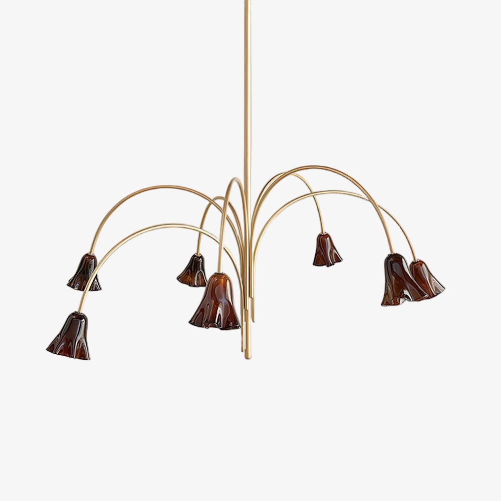 Bellina moderne romantische kroonluchter - botanisch lelie-ontwerp met glazen bloemen HL1642