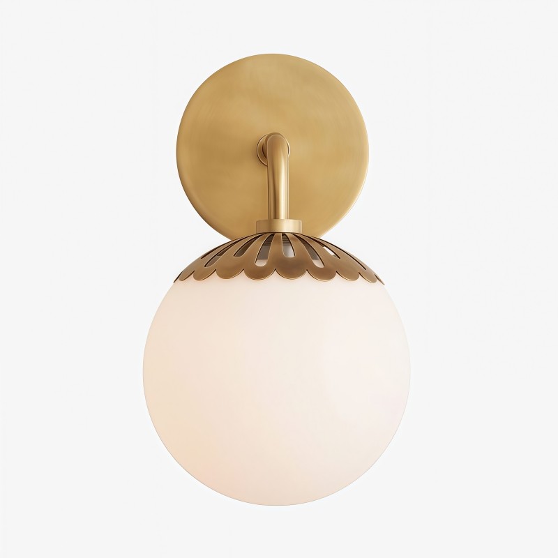 Vinbrea glazen bol wandlamp - minimalistische gebogen arm lamp voor de woonkamer HL2534