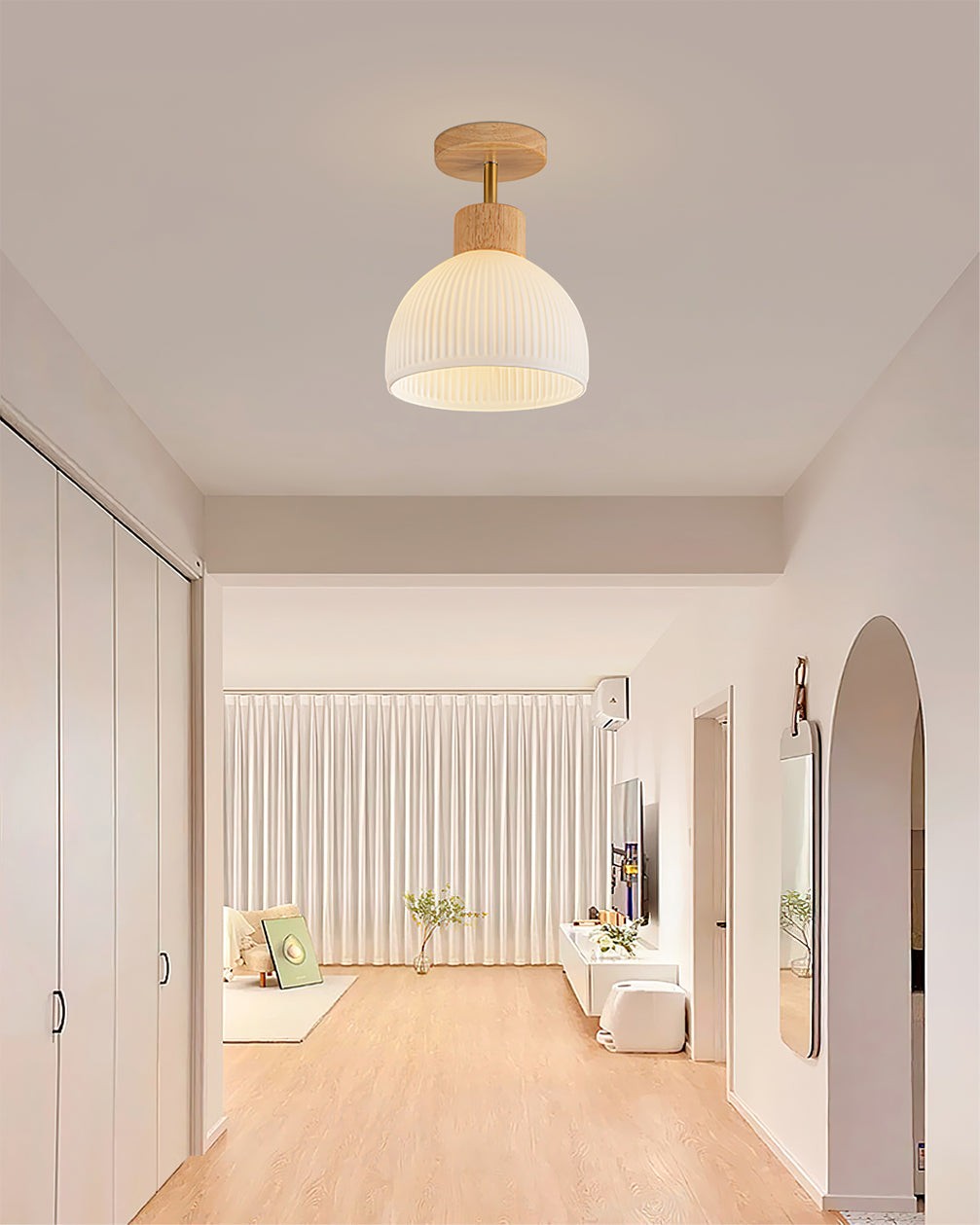 LED-plafondlamp in Scandinavische houtstijl HL387