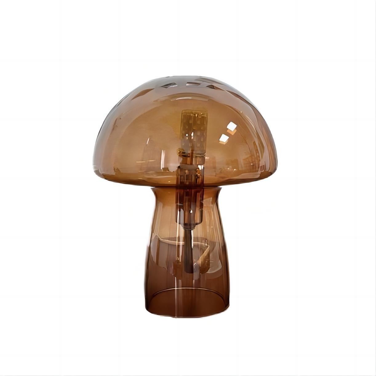 Retro Paddestoel Bruin Glazen Tafellamp HL175