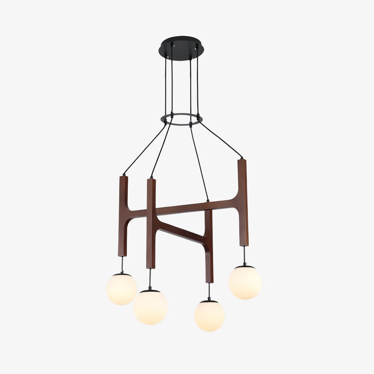 Auralith houten kroonluchter met meerdere armen - moderne, natuurlijke verlichting voor woon- en eetkamer HL2494