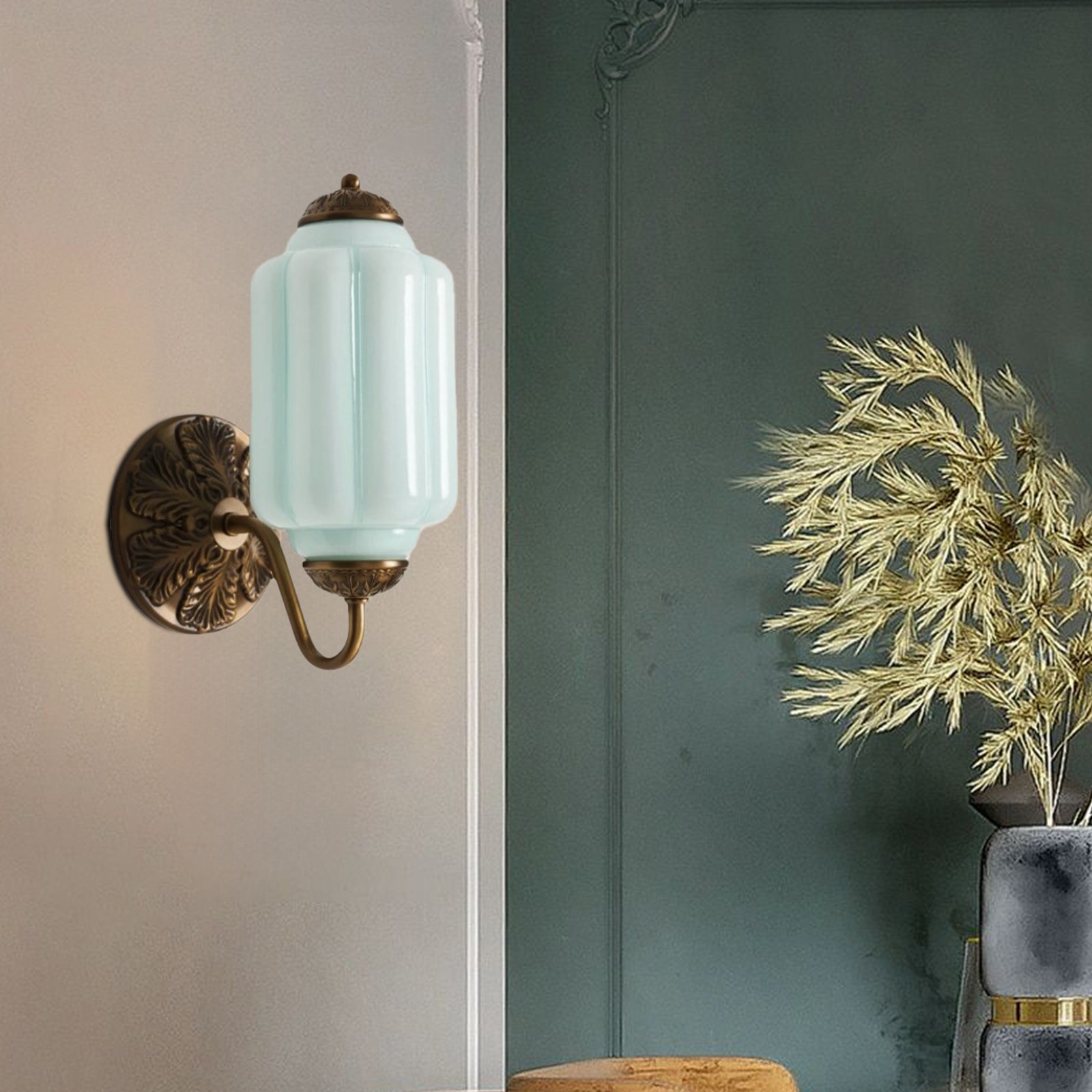 Vintage Melkglas Eloise Kandelaar Wandlamp HL844