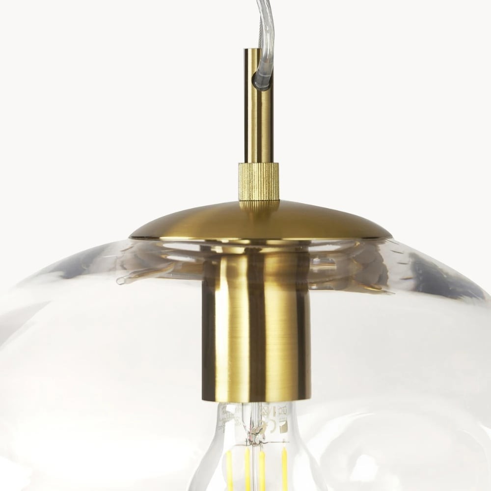 Glissora Soft Curved Glass Pendant Light - Hanglamp van glas en metaal voor eetkamer en keukeneiland HL1981