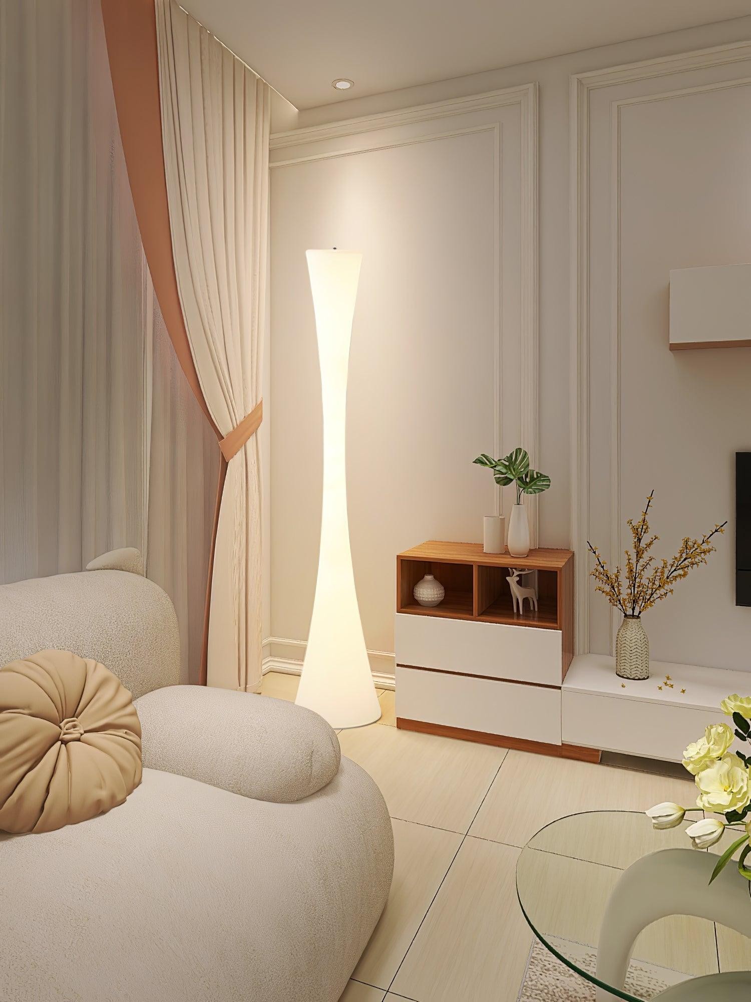 Romantische eenvoudige witte kolomvloerlamp HL997