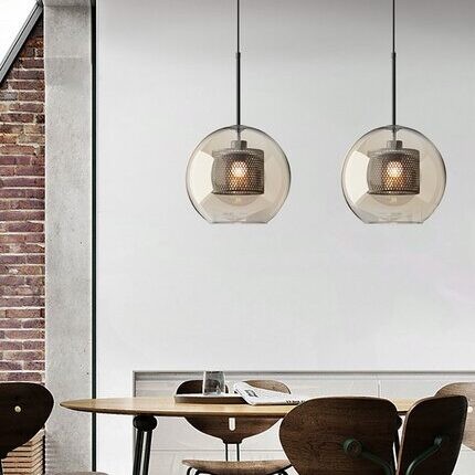 Vintage Glazen Hanglamp Industriele Woonkamer HL41
