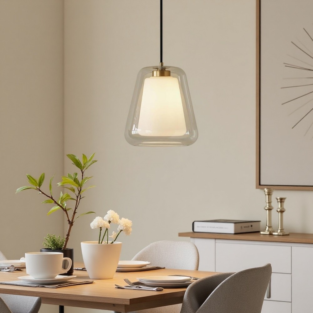 Hanglamp met dubbel glas - modern flesontwerp voor de keuken HL1317