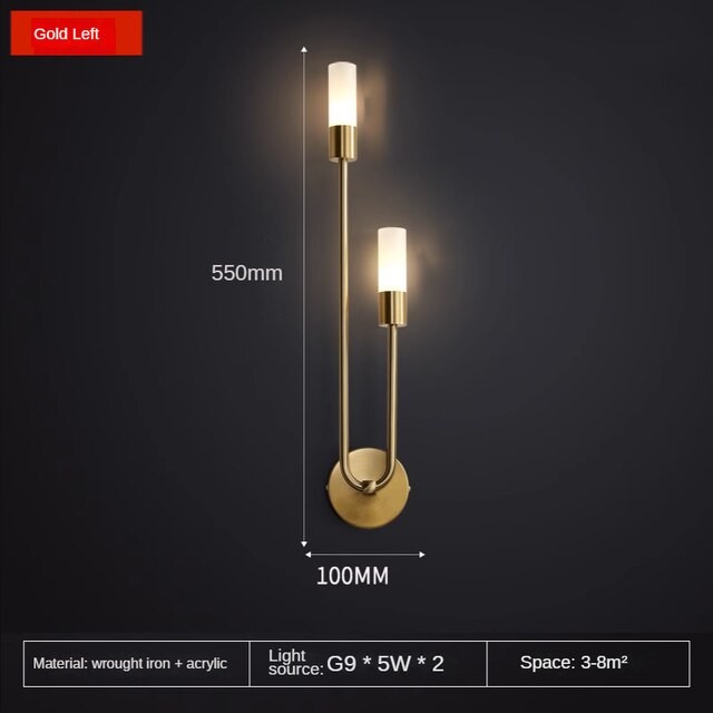 Moderne U-vormige LED-wandlamp met luster HL699