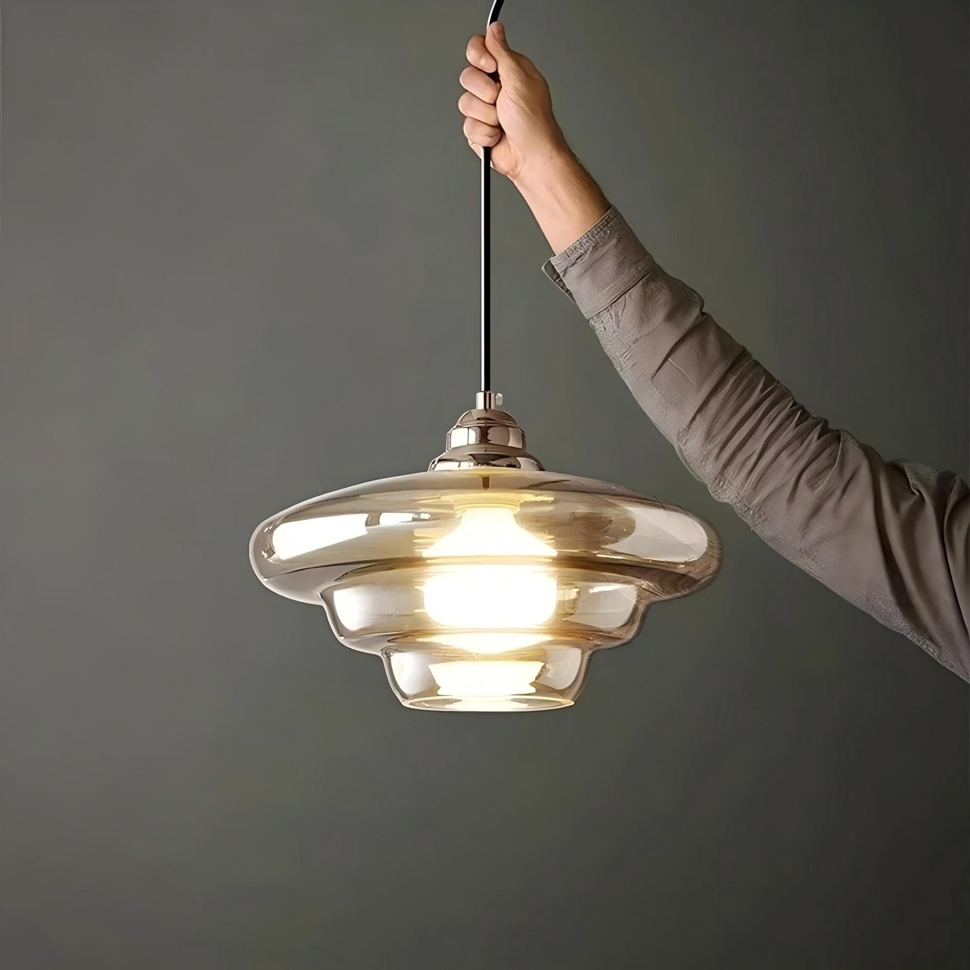 Art Deco Glazen Hanglamp - Elegante Sculpturale Hanglamp Voor Eetkamer en Keuken HL190
