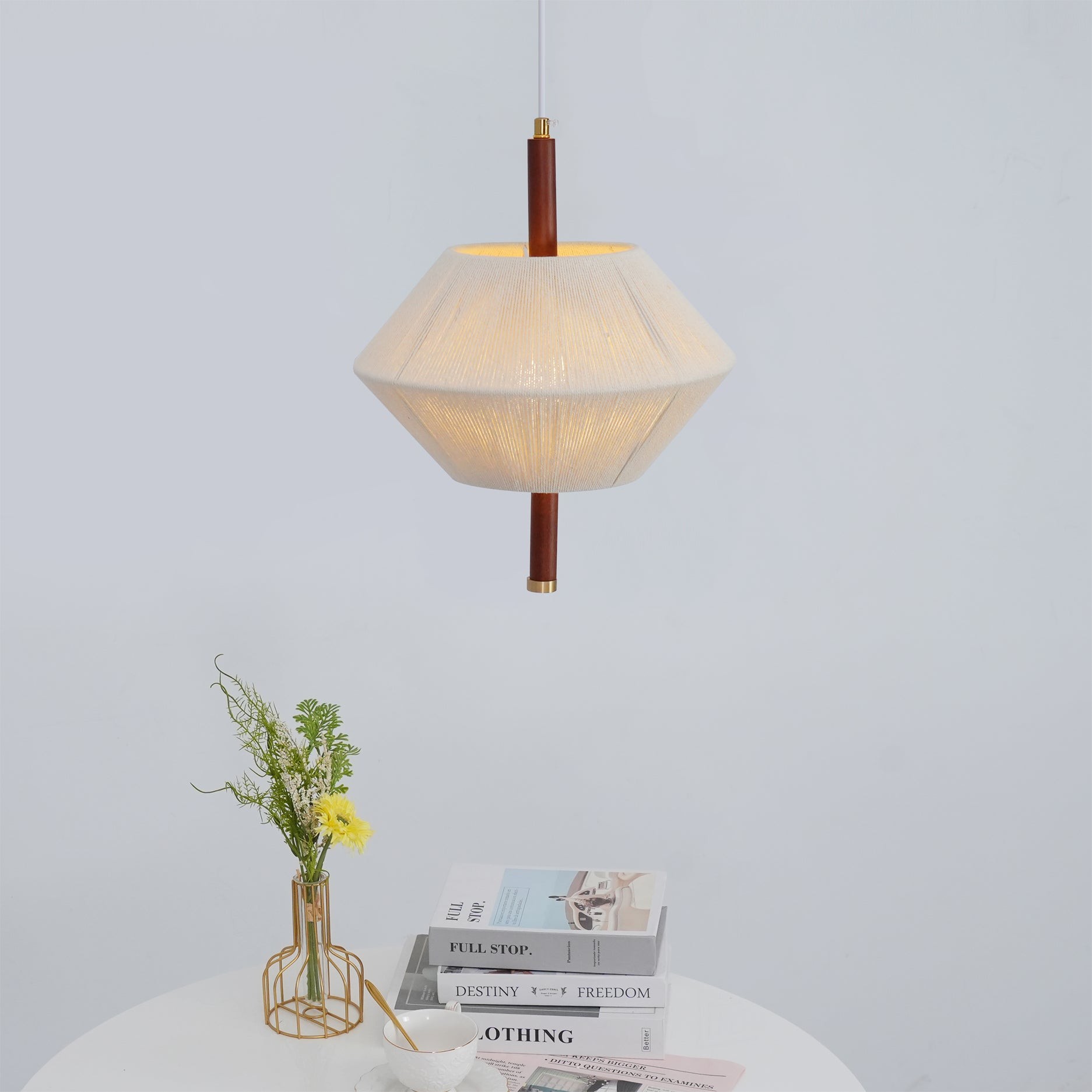 Japanse Wabi-Sabi-stijl geweven stoffen hanglamp HL880