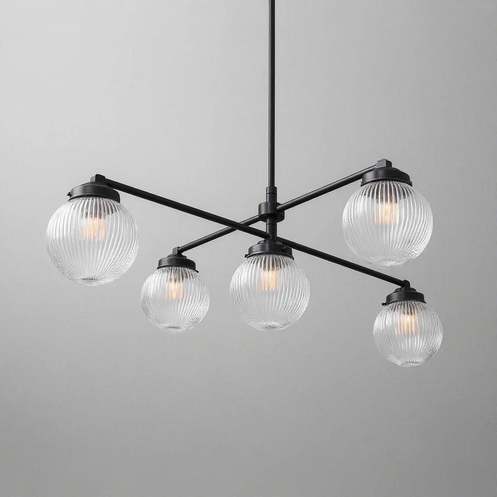 Glorica Glazen Kroonluchter met Gematteerde Glazen Bol - Moderne Verlichting van Messing voor Woonkamer HL1741