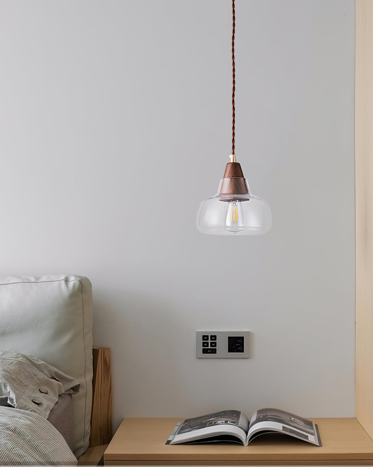 Hanglamp van notenhoutglas HL915