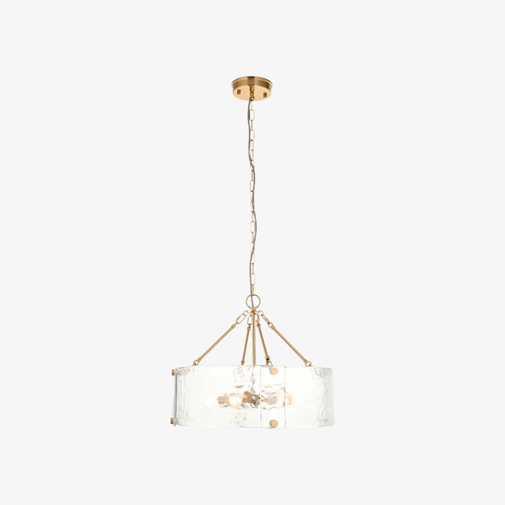 Panellux decoratieve hanglamp - Handgemaakte gebogen glazen panelen met geborsteld messing afwerking voor de hal HL2153