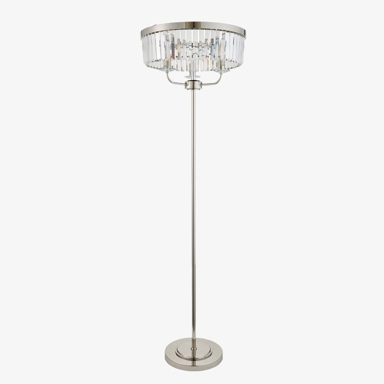 Beveline ronde vloerlamp met 3 lichtpunten - facetgeslepen glazen kappen, klassieke metalen afwerking voor woonkamers HL2071