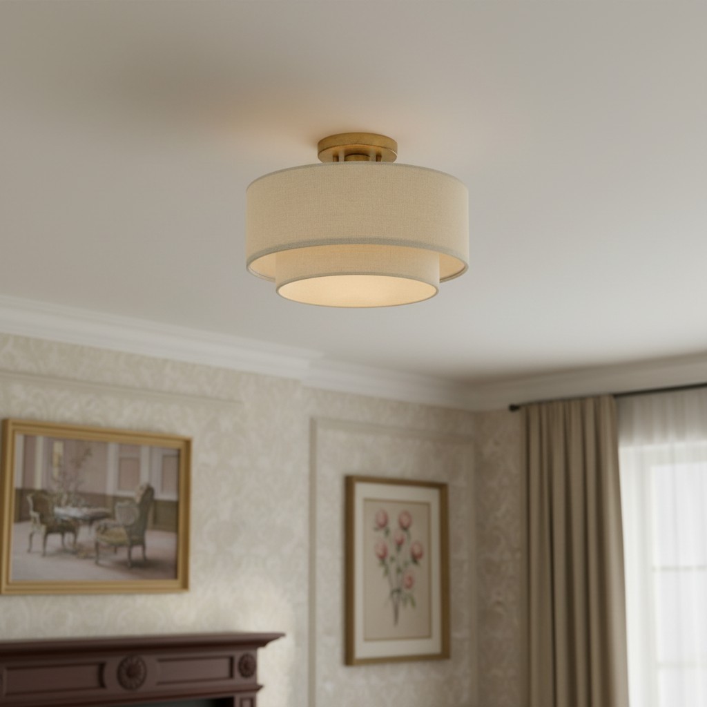 Lumeris elegante plafondlamp met linnenmix design en moderne stijl voor de woonkamer HL2548