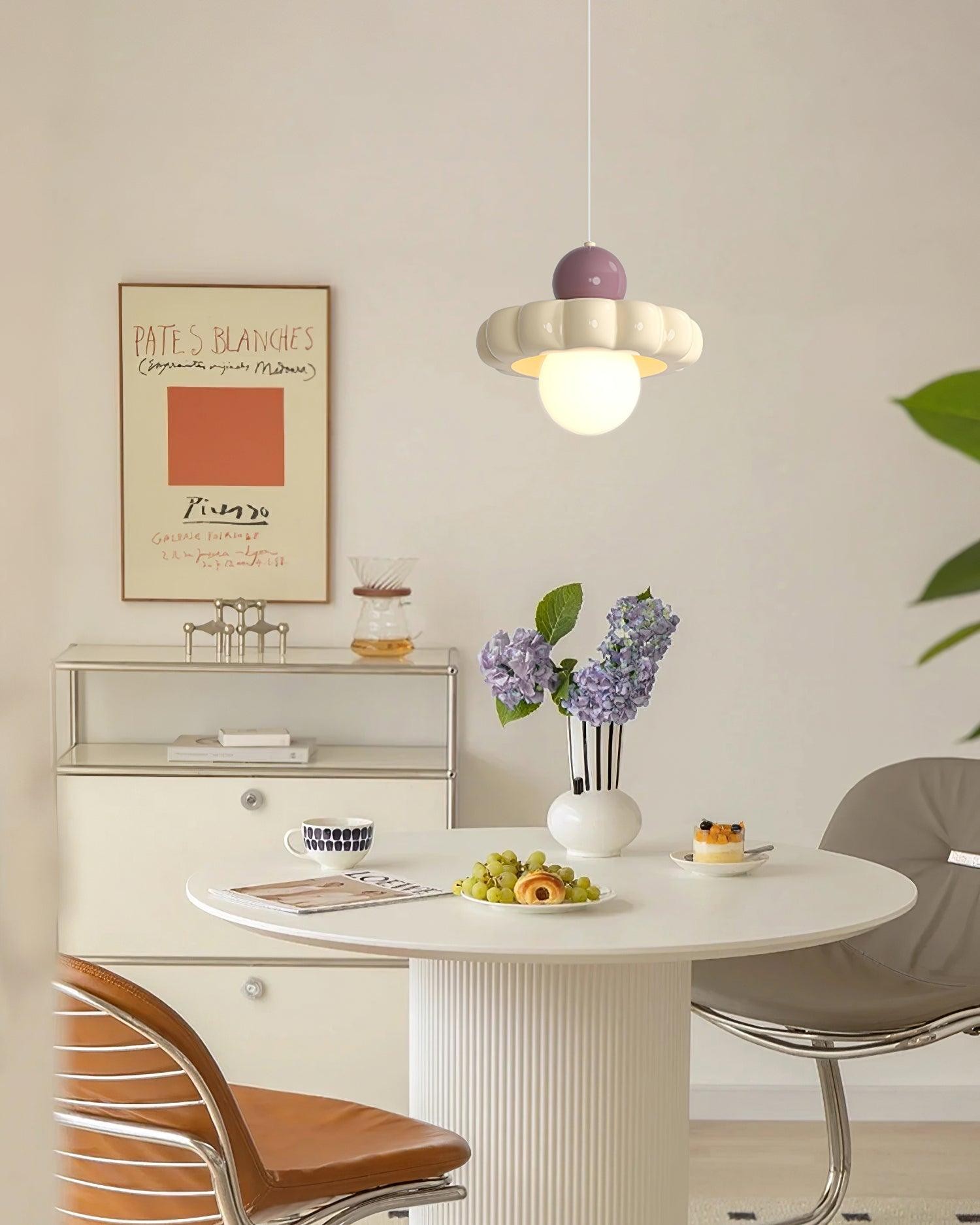 Crèmekleurige stijl lange lijn pompoen textuur hanglamp HL504