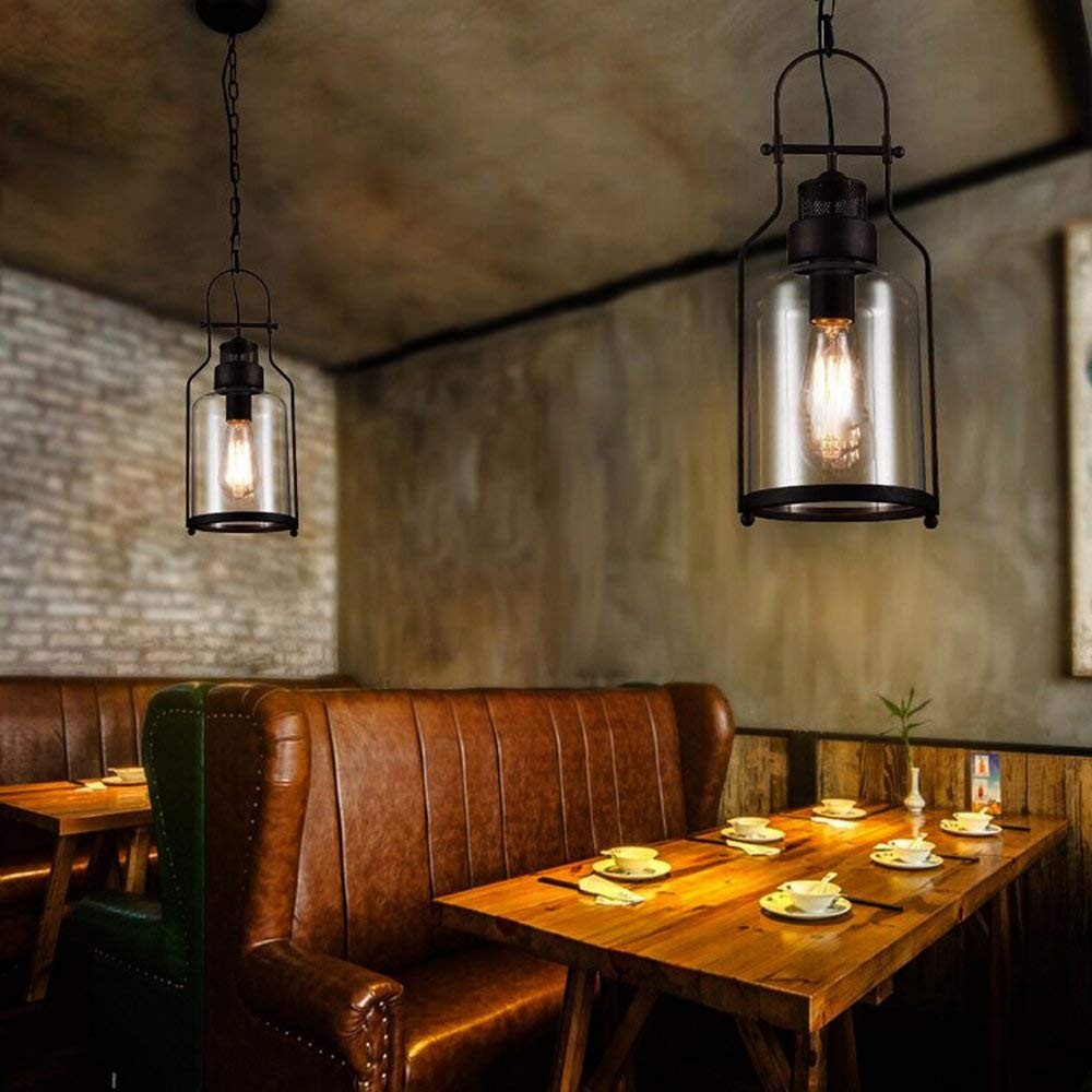 Lirra Vintage Glazen Pot Hanglamp - Industriële Metalen Hanglamp voor Keuken en Bar HL973