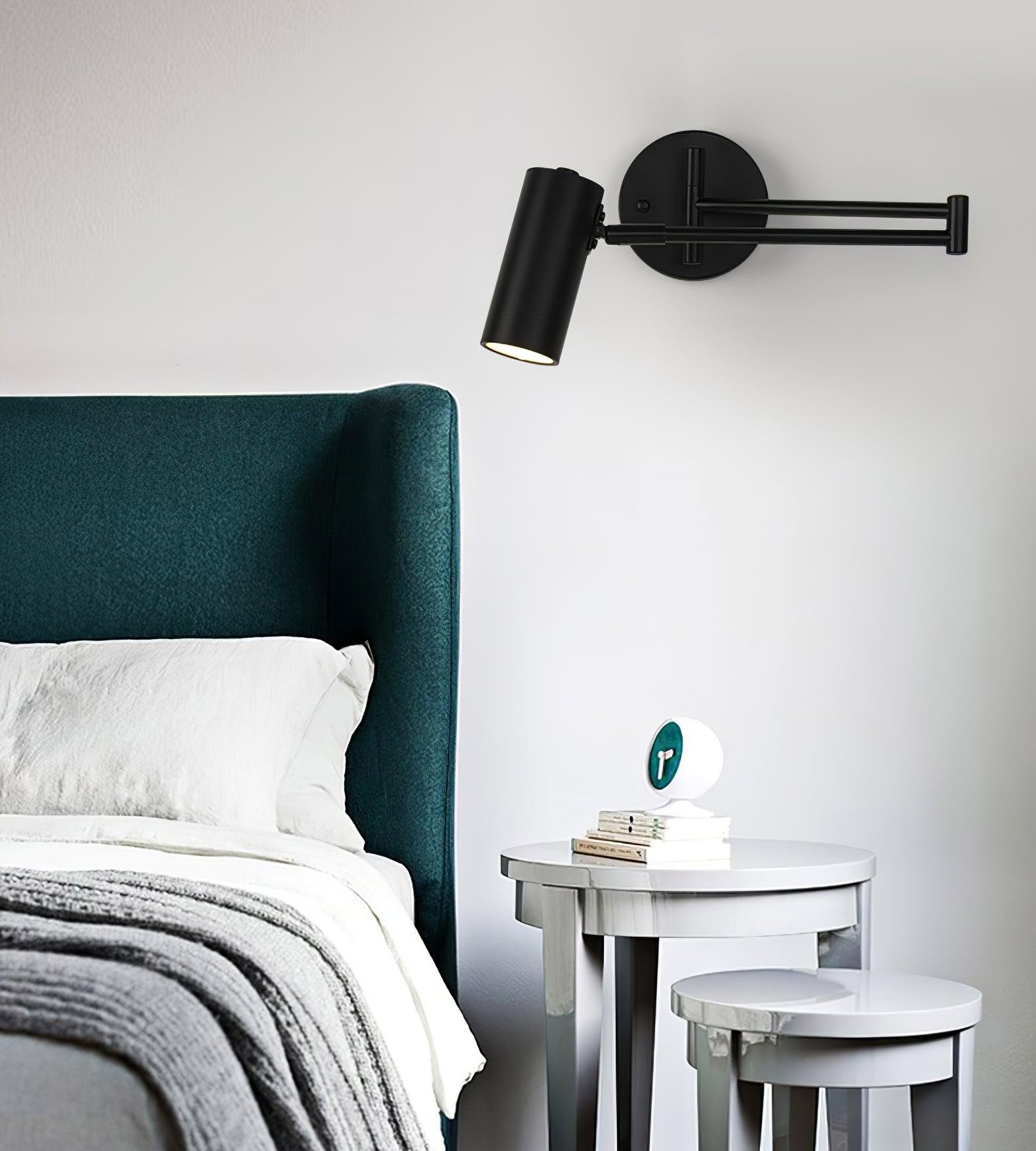 Moderne metalen cilindervormige wandlamp met zwenkarm HL1076