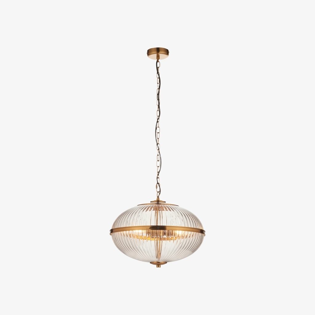 Luntra Moderne hanglamp met meerdere lichtpunten en getextureerd glas voor slaapkamers en gangen HL2147