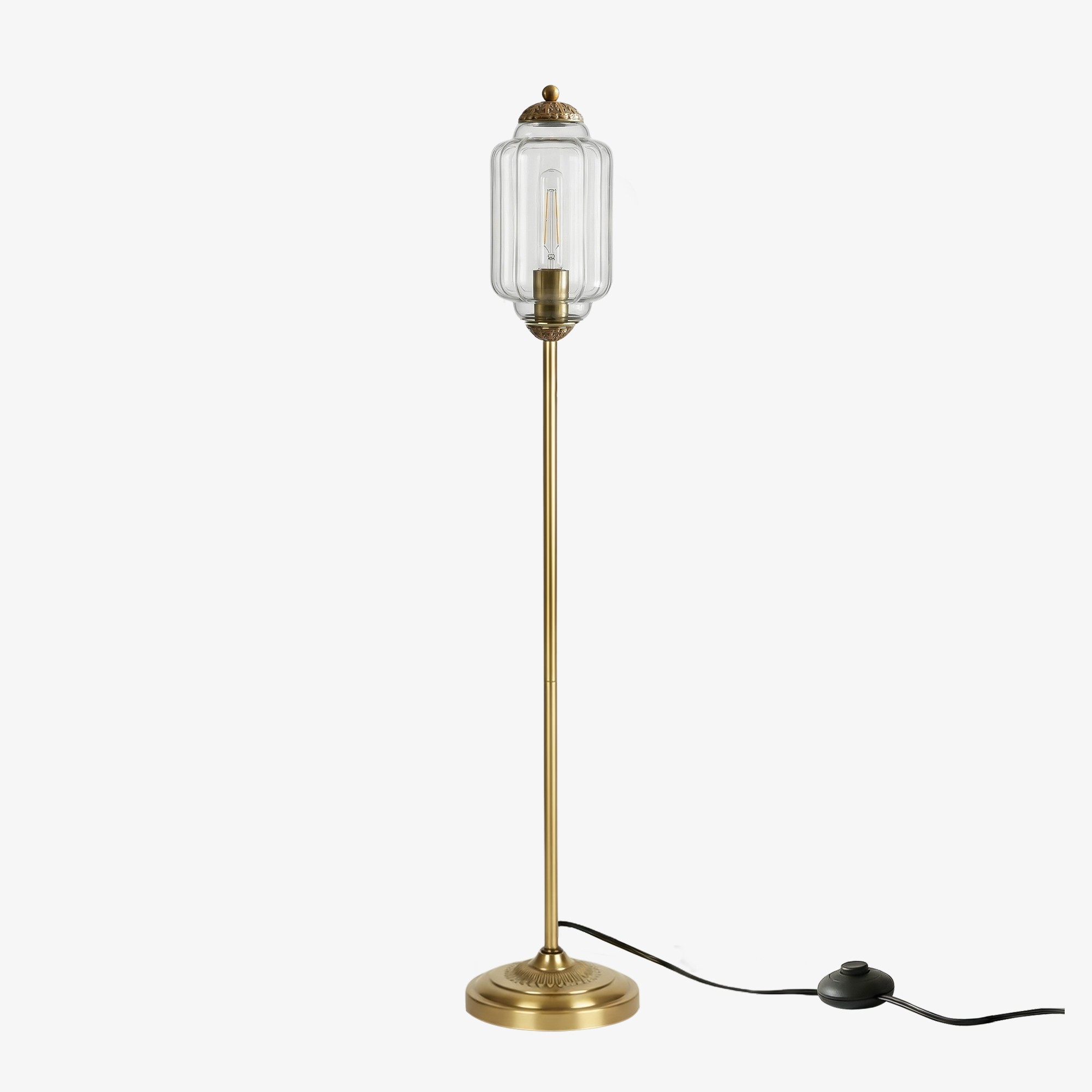 Eloise Vloerlamp van getextureerd glas in pompoenvorm - Organisch artistiek ontwerp en retrostijl voor de woonkamer HL2510