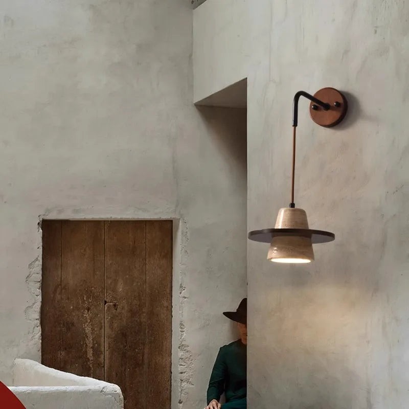 Travertijn Middeleeuwse Houten Hanglamp HL3476