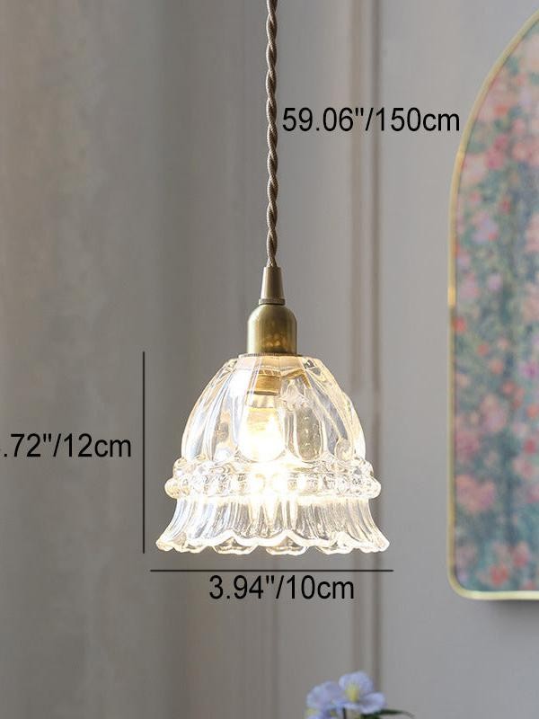 Franse pastorale kwallen glazen hanglamp HL935