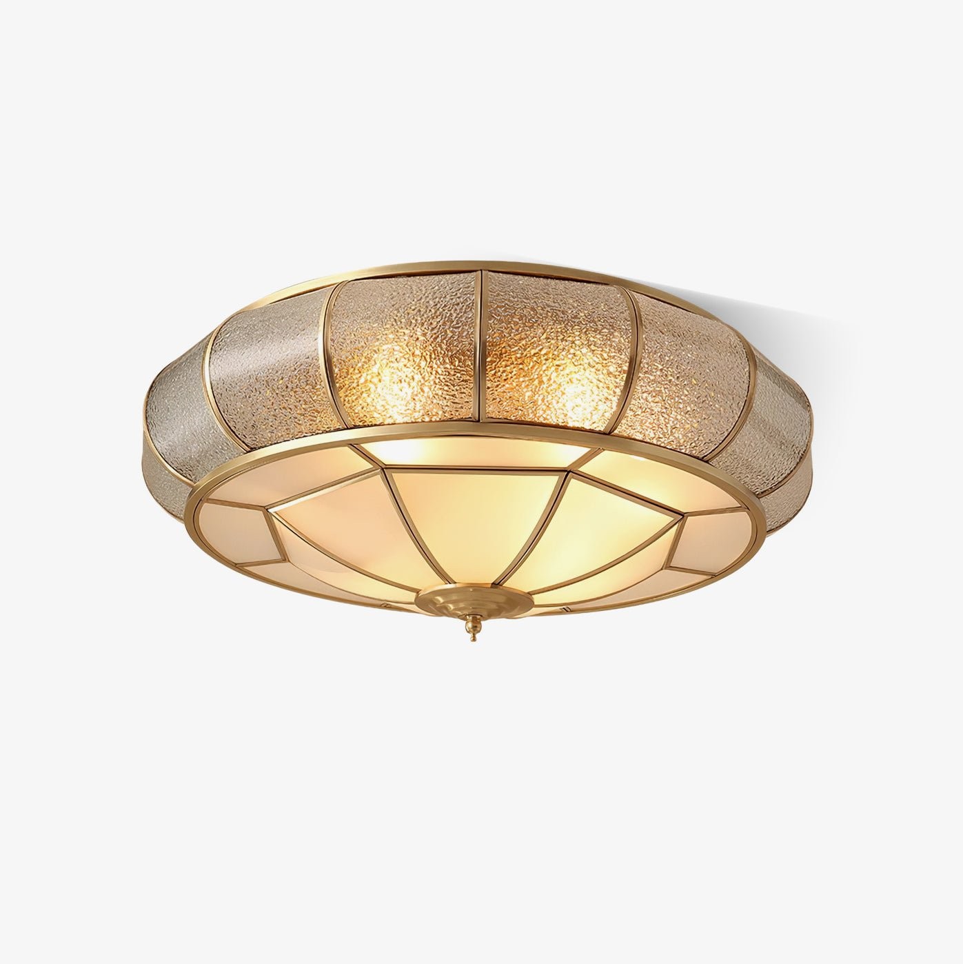 Ronde plafondlamp van getextureerd glas HL756
