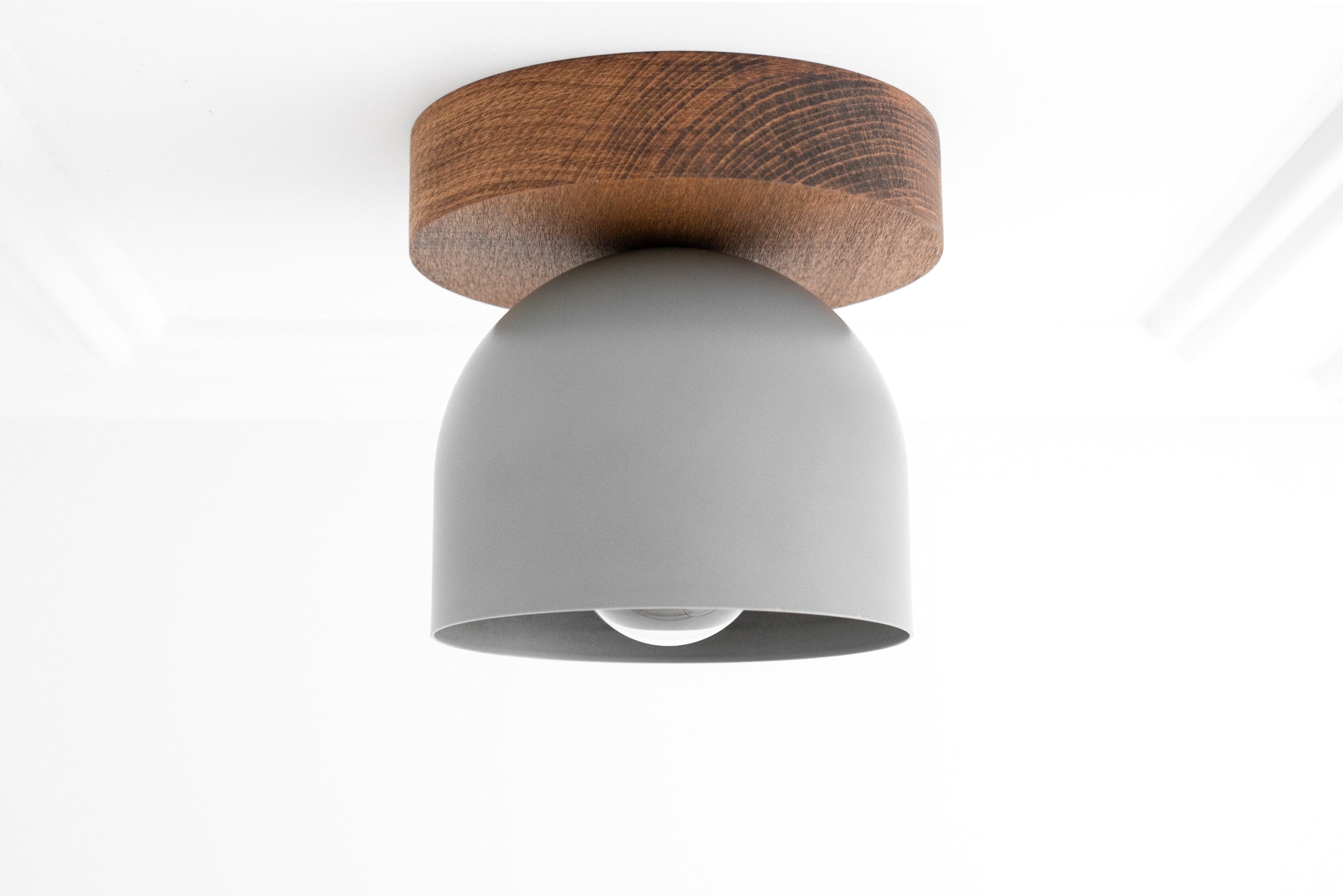 Metio Dome moderne rustieke plafondlamp - houten en metalen fusie HL1734
