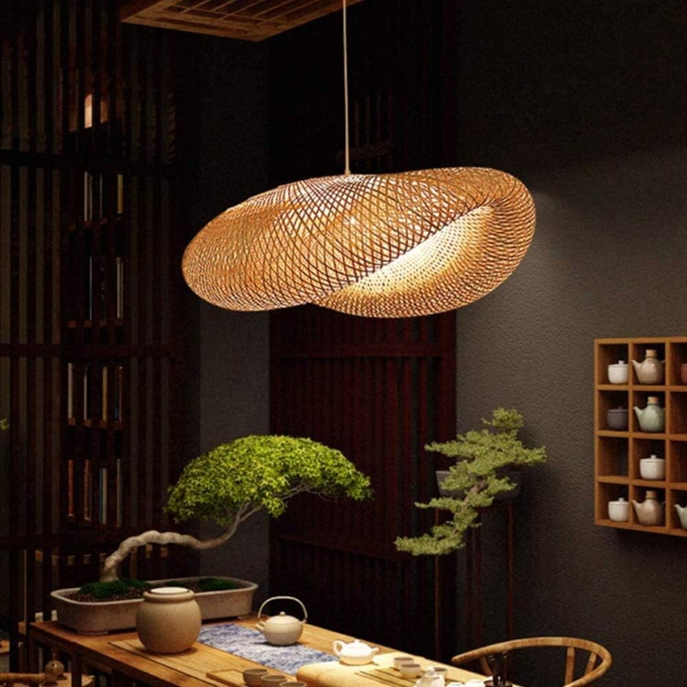 Rustieke bamboe rotan hanglamp voor woonkamer HL10