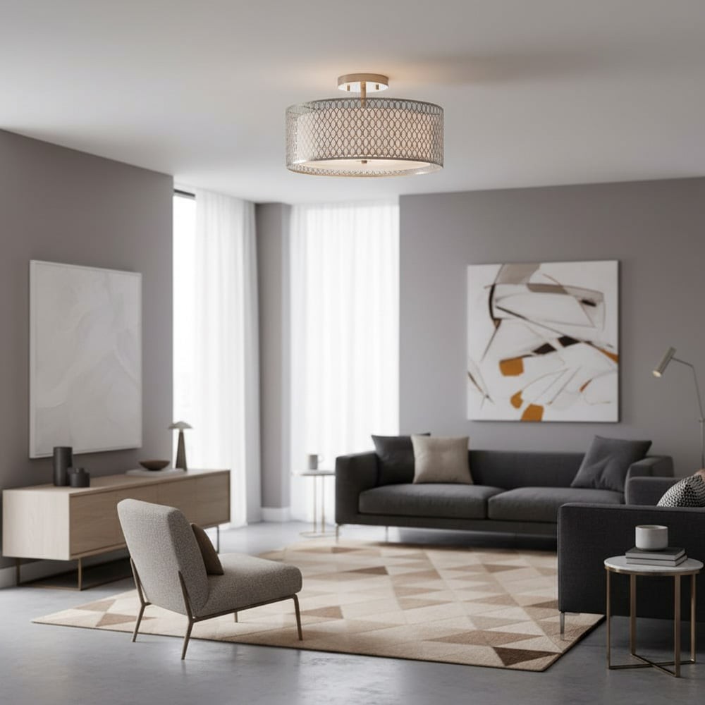 Liorin Moderne plafondlamp met 3 lichtpunten in mesh-design - dimbaar voor woonkamer HL1825