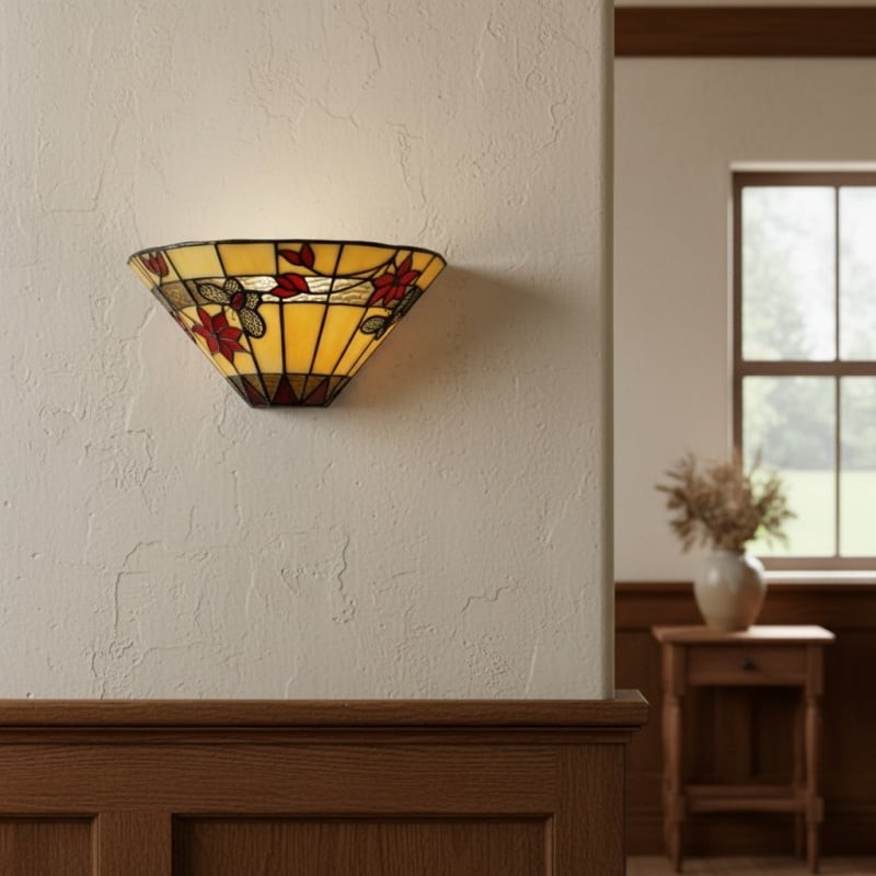TF Butterfly Wandlamp - Wandlamp met glas-in-lood vlinderdesign voor slaapkamer en woonkamer HL2149