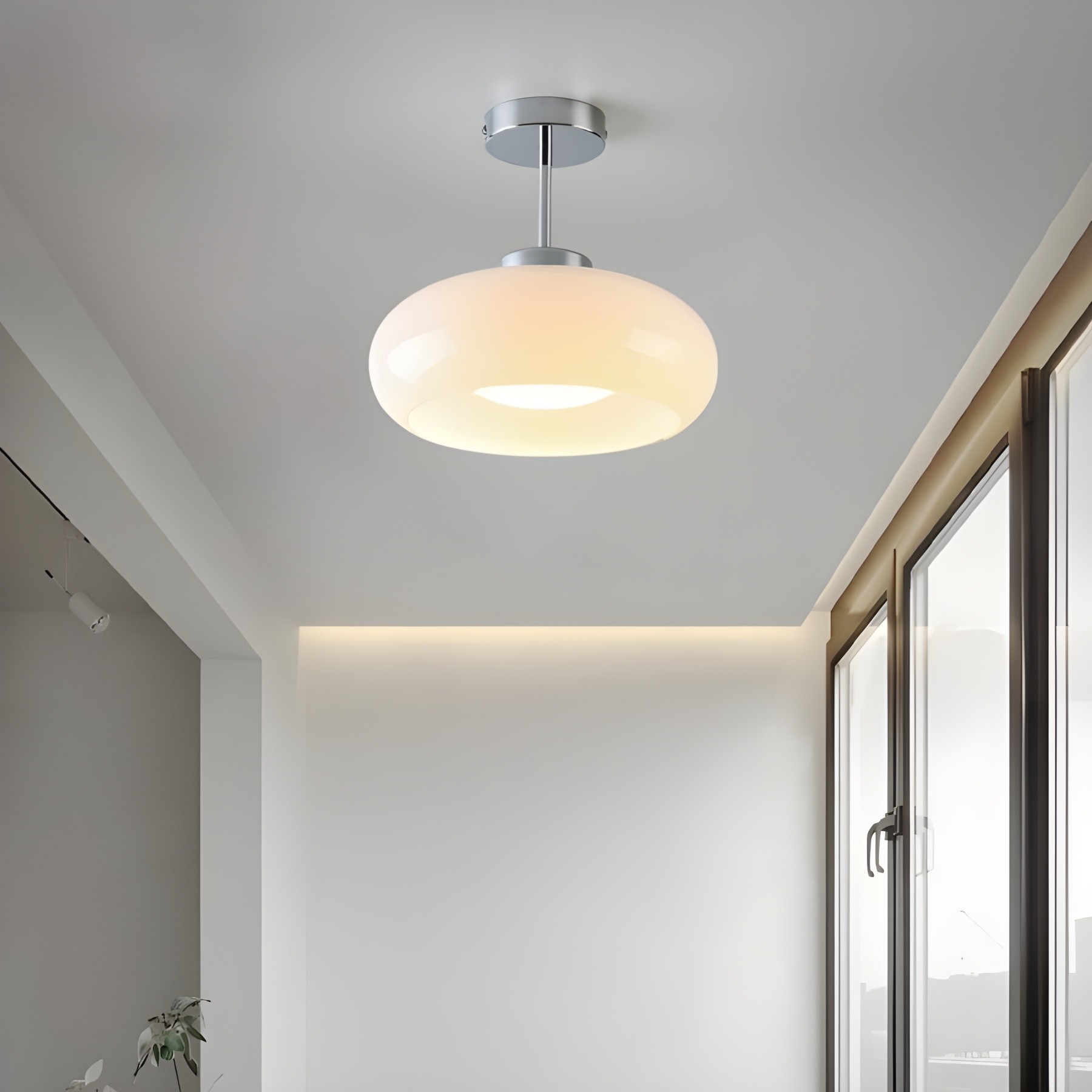 Retro messing schijf Bauhaus glazen plafondlamp HL167