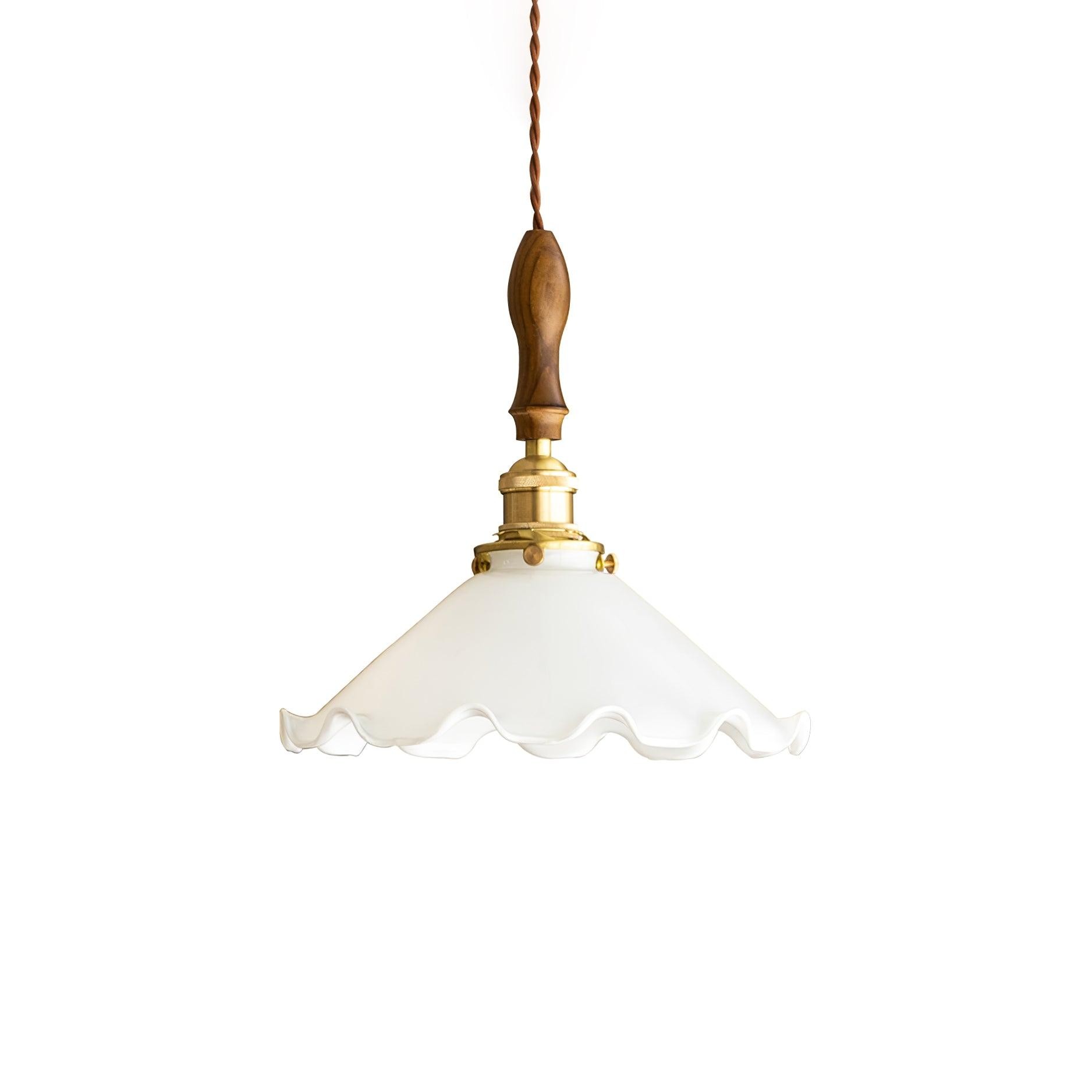 Vintage witte glazen hanglamp met rok HL428