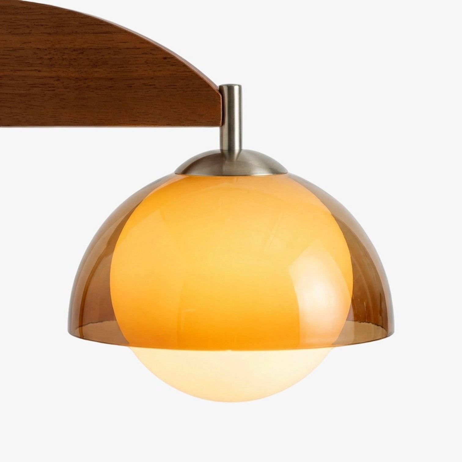 Afterglow Moderne Sunset Wandlamp - Ontwerp met dubbele glazen kap en voet met houtstructuur HL2363