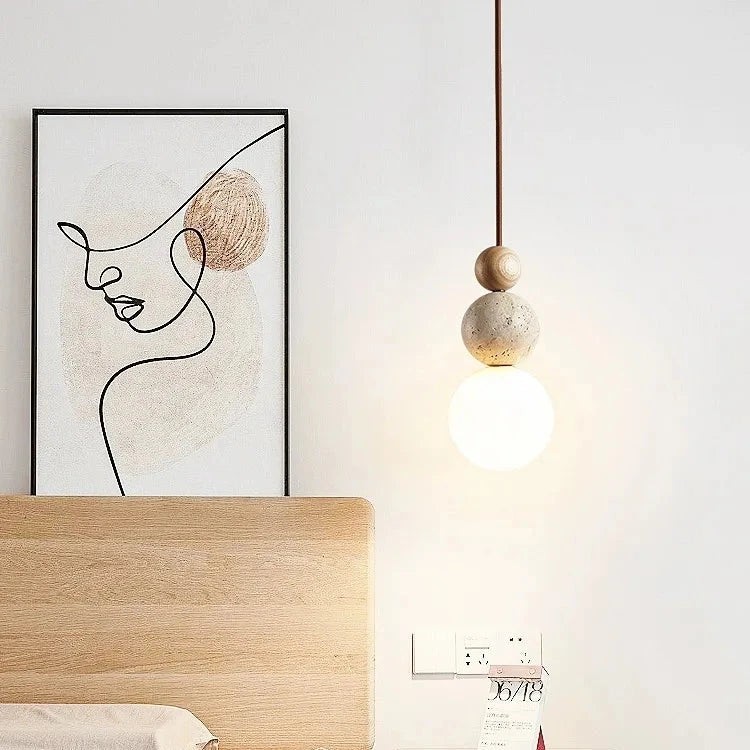 Elegante Glow Cream Stone hanglamp voor naast het bed HL3462