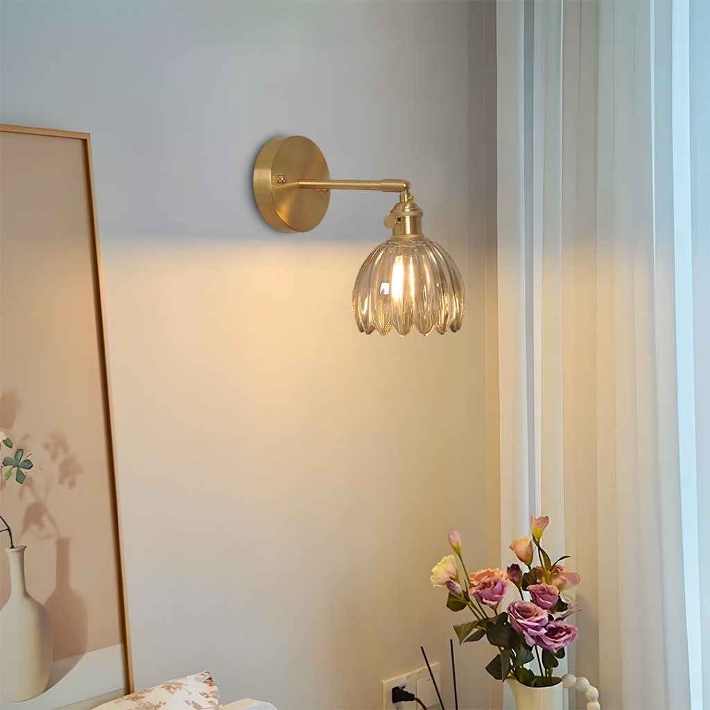Vintage glazen bloemknop tulp wandlamp HL211