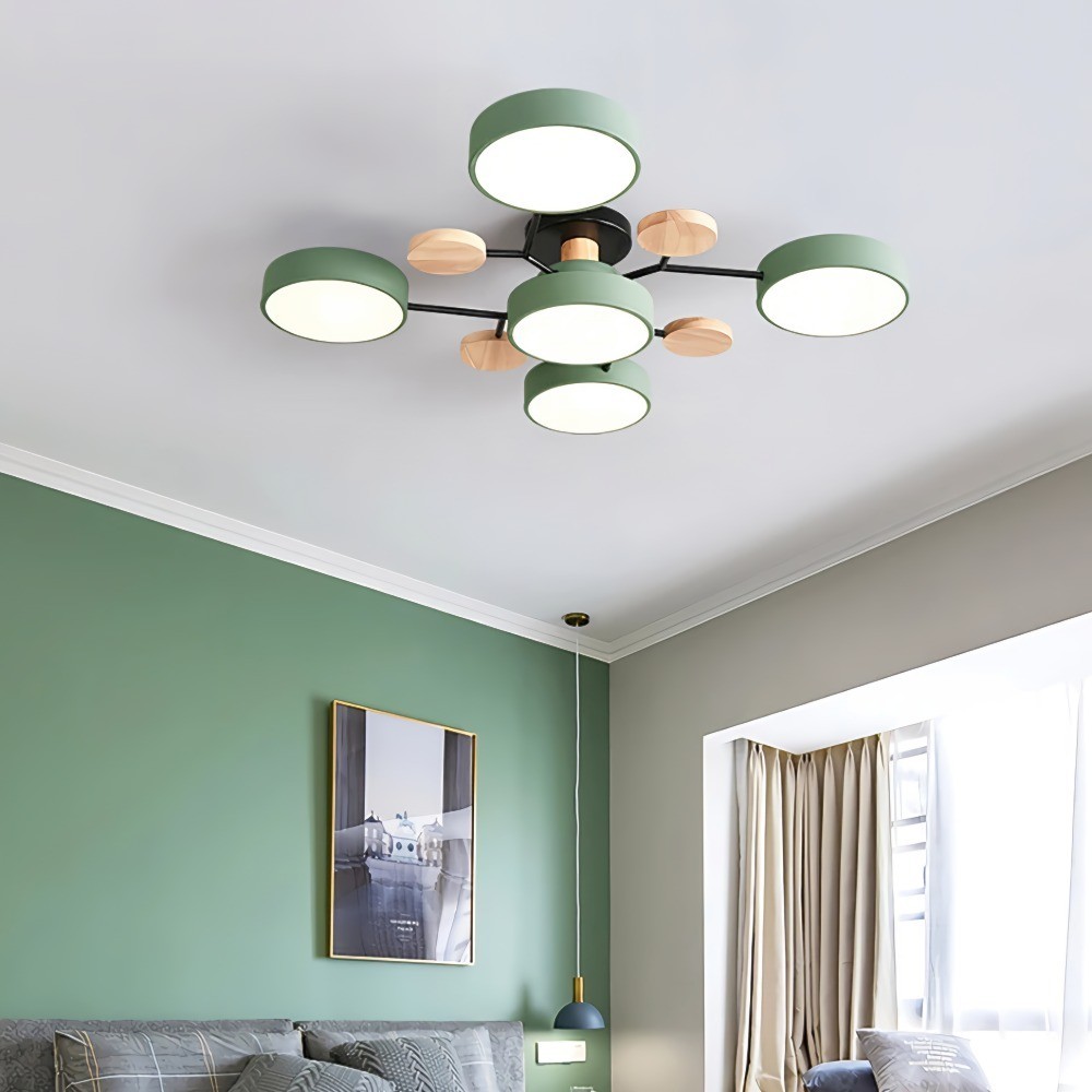 Nordic Vertakte Schijf LED Warm Witte Plafondlamp HL314