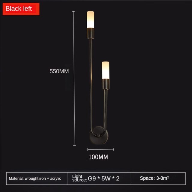 Moderne U-vormige LED-wandlamp met luster HL699