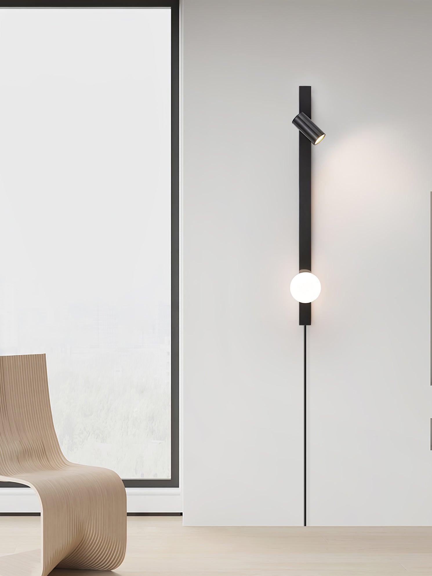 Moderne zwarte lineaire wandlamp met lange arm HL1123