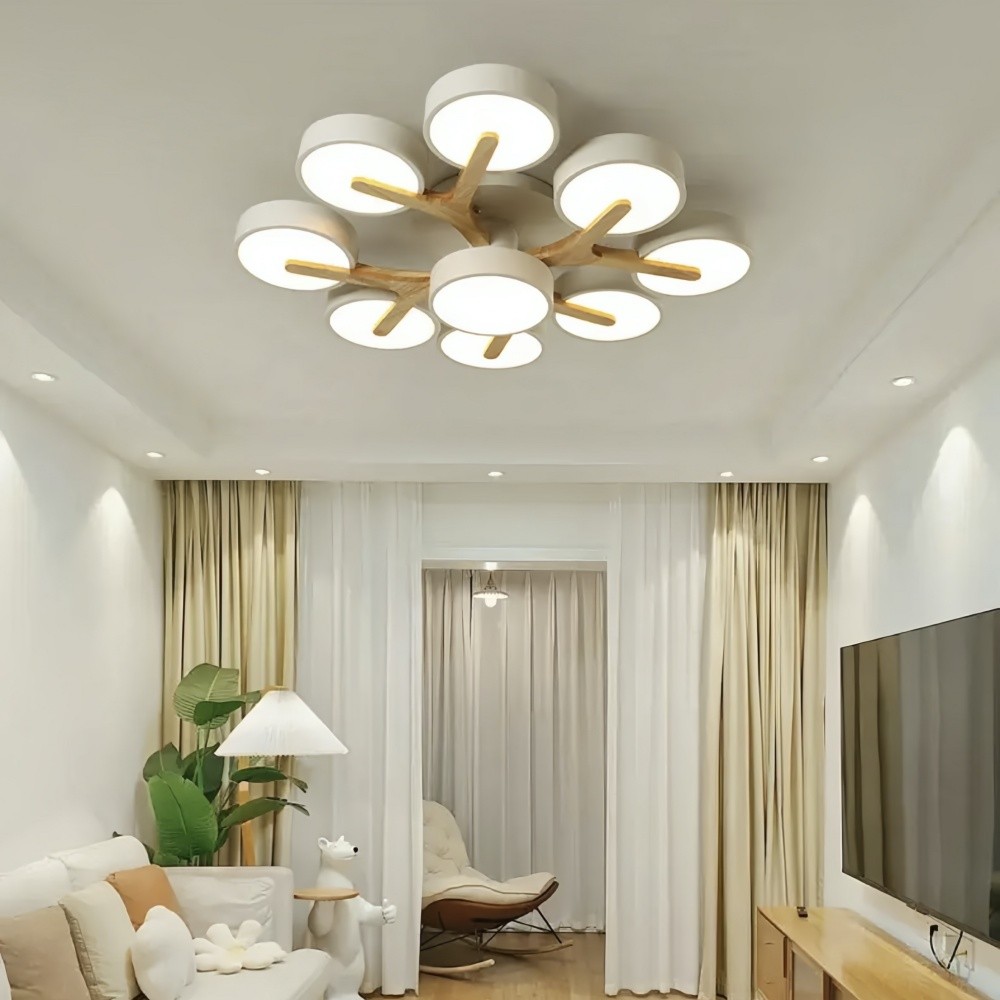 Nordic Disc Wood Plafondlamp - LED Semi-Flush Mount voor Slaapkamer HL1353