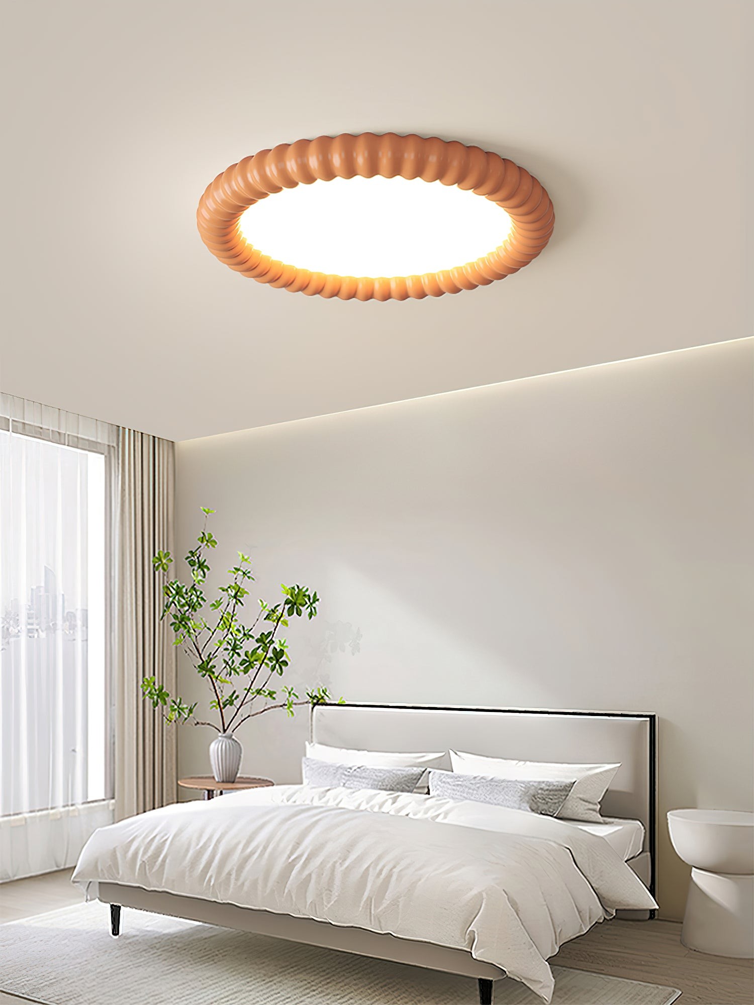 Crèmekleurige stijl rimpelring plafondlamp HL774