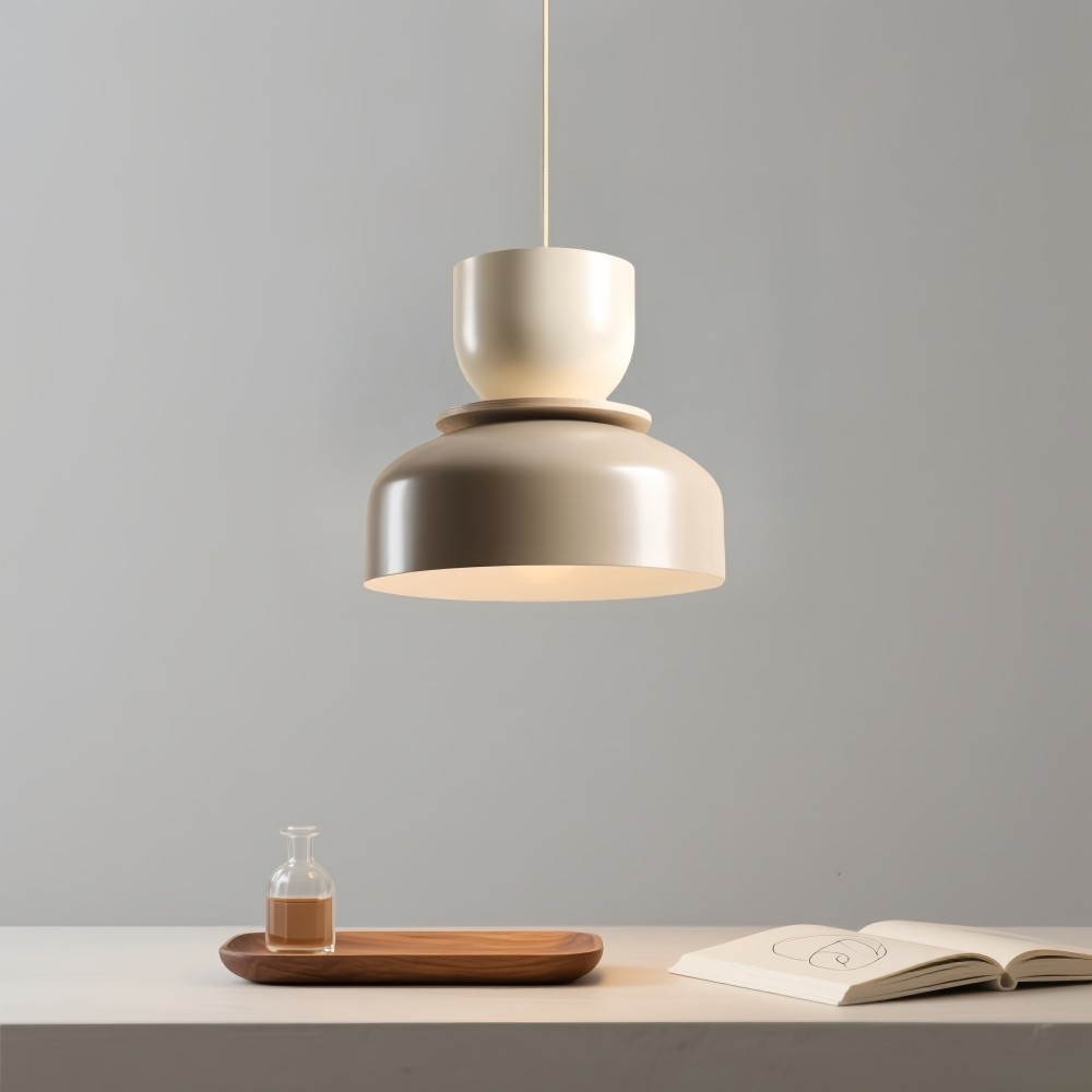 Hanglamp met metalen kom en kap - Houten Macri Kleurrijke Keukenlamp HL1068