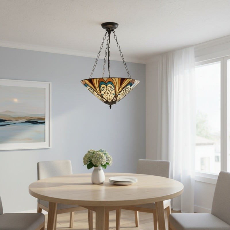 TF Hector Plafondlamp - Handgemaakt glas-in-lood design, half-inbouw of hanglamp voor thuis HL2217