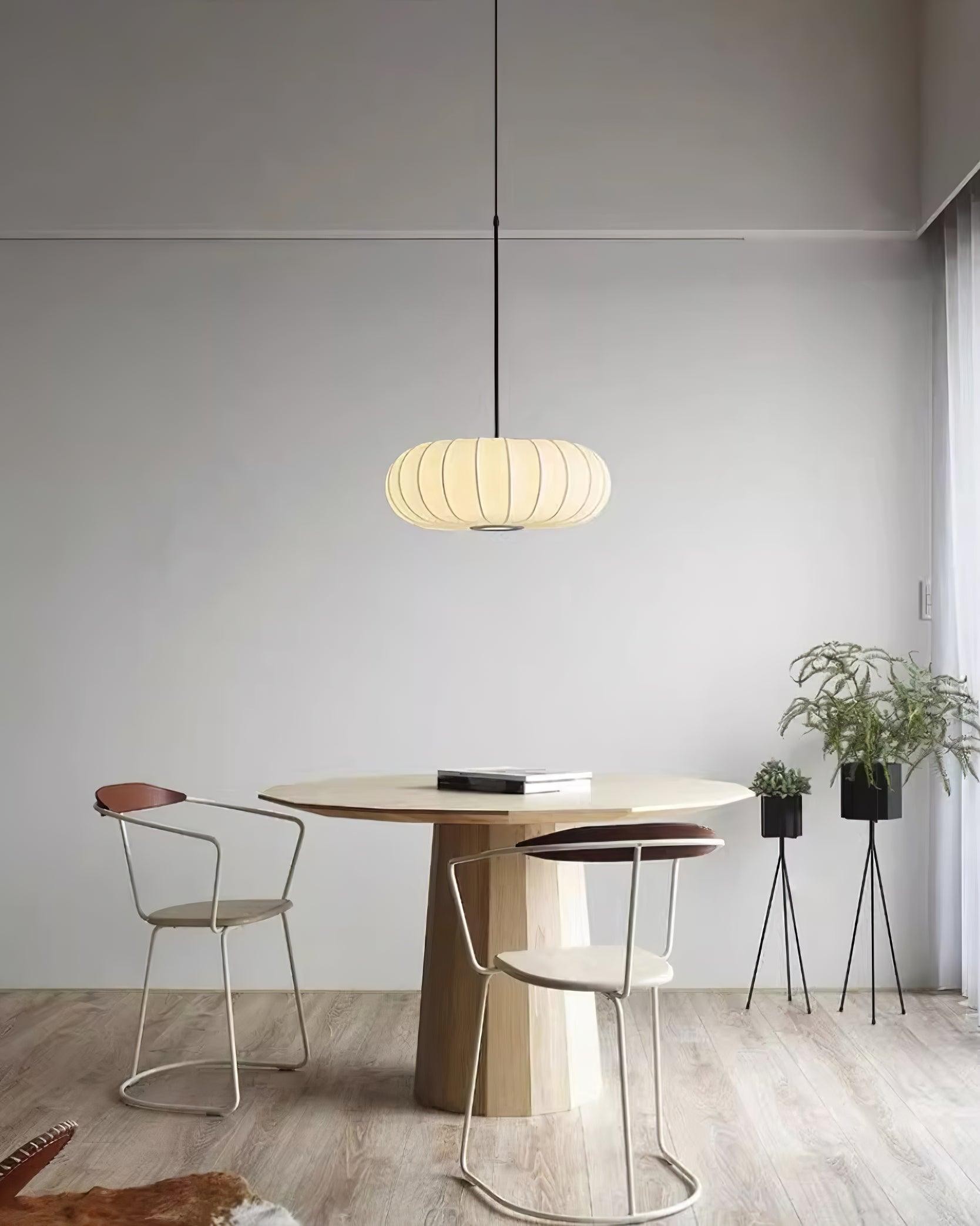 Eenvoudige Wabi-sabi witte lantaarn stoffen hanglamp HL852