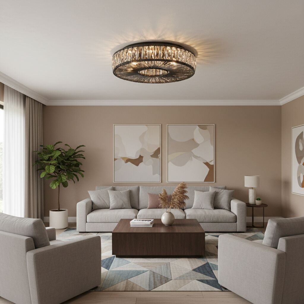 Glomar ronde plafondlamp van glas - moderne metalen en glazen afwerking voor woonruimtes HL2332