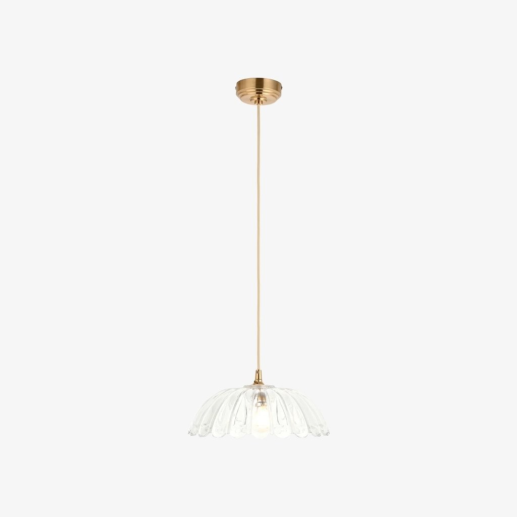 Floriaxis Hanglamp met bloemenmotief en glazen kap - Glazen kap met bloemenmotief en gevlochten kabel voor keuken of eetkamer